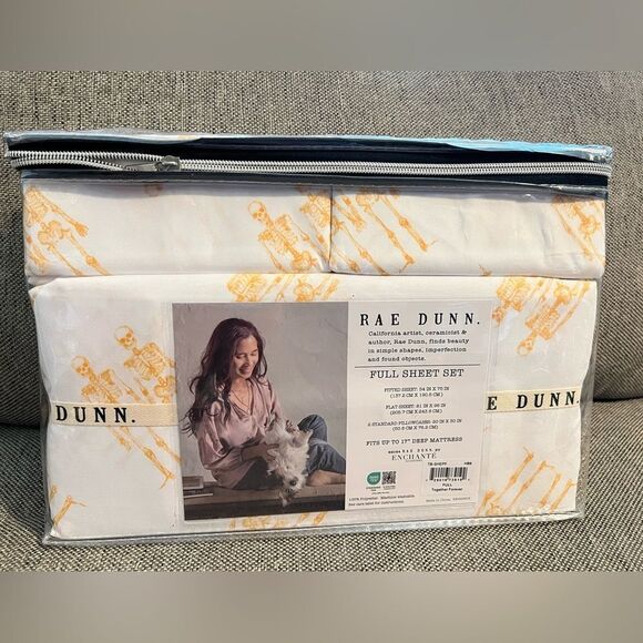 Rae Dunn Skeleton Halloween Full Sheet Set - Picture 2 of 4